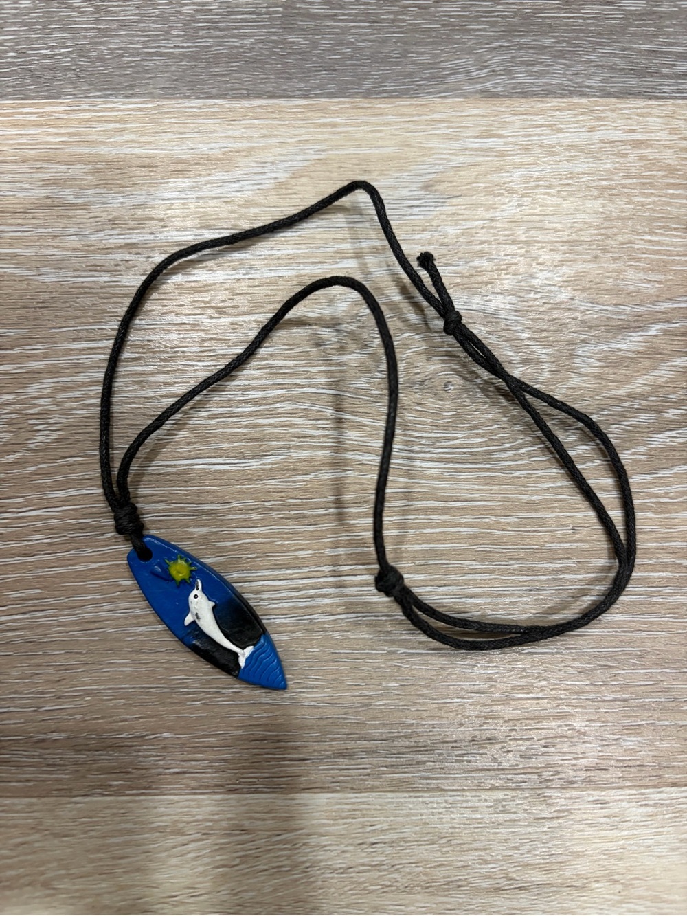 Blue Dolphin Surfboard Pendant Necklace